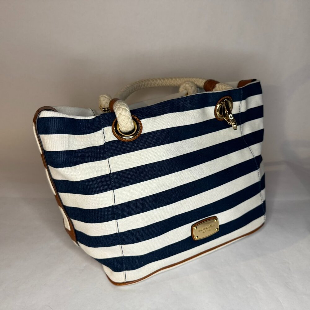 MICHAEL Michael Kors Navy and White Striped Tote